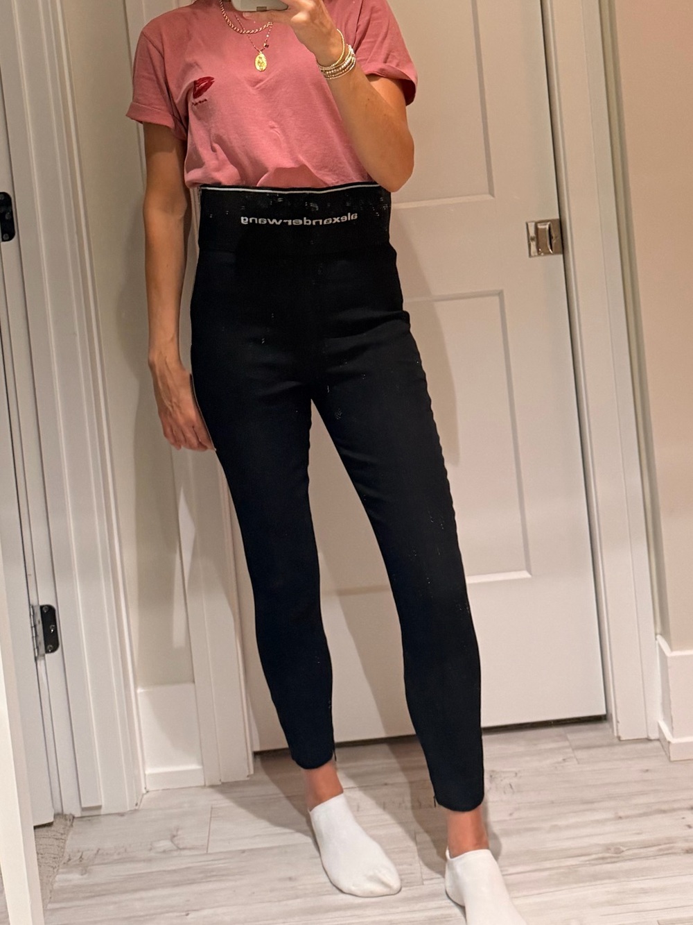 ALEXANDER WANG Tulip Top Logo Wasit Skinny Pant with Zip Hems Sz 4 $595!!